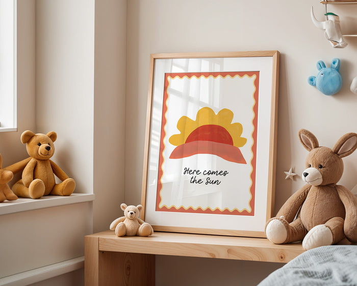 Poster Kinderzimmer Sonne – Premium Baumwoll-Canvas