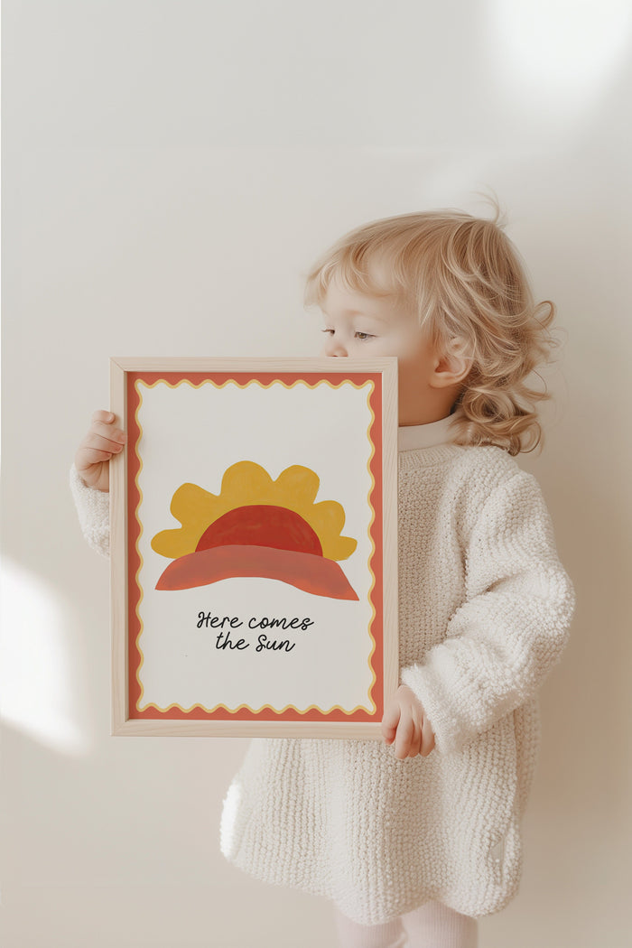 Poster Kinderzimmer Sonne – Premium Baumwoll-Canvas