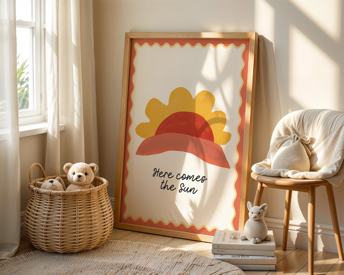 Poster Kinderzimmer Sonne – Premium Baumwoll-Canvas