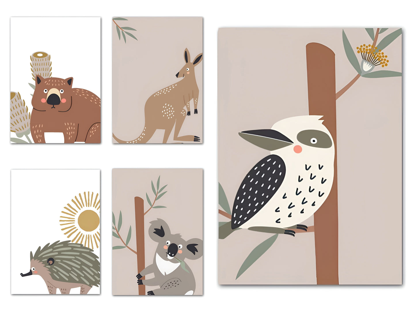 Poster Kinderzimmer Tiere Australien Kangaroo Koala Bär · Kinderzimmer Bilder · Wand Deko · Kunst Druck · Deko Print · ohne Rahmen