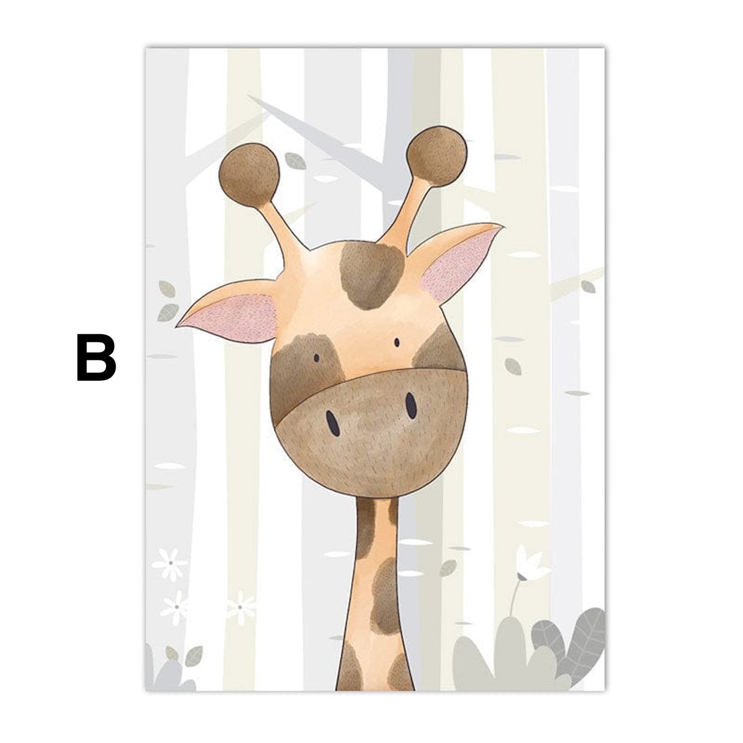 Poster Kinderzimmer Tiere Bilder Giraffe Löwe Zebra Affe Nilpferd als Deko Print ohne Rahmen