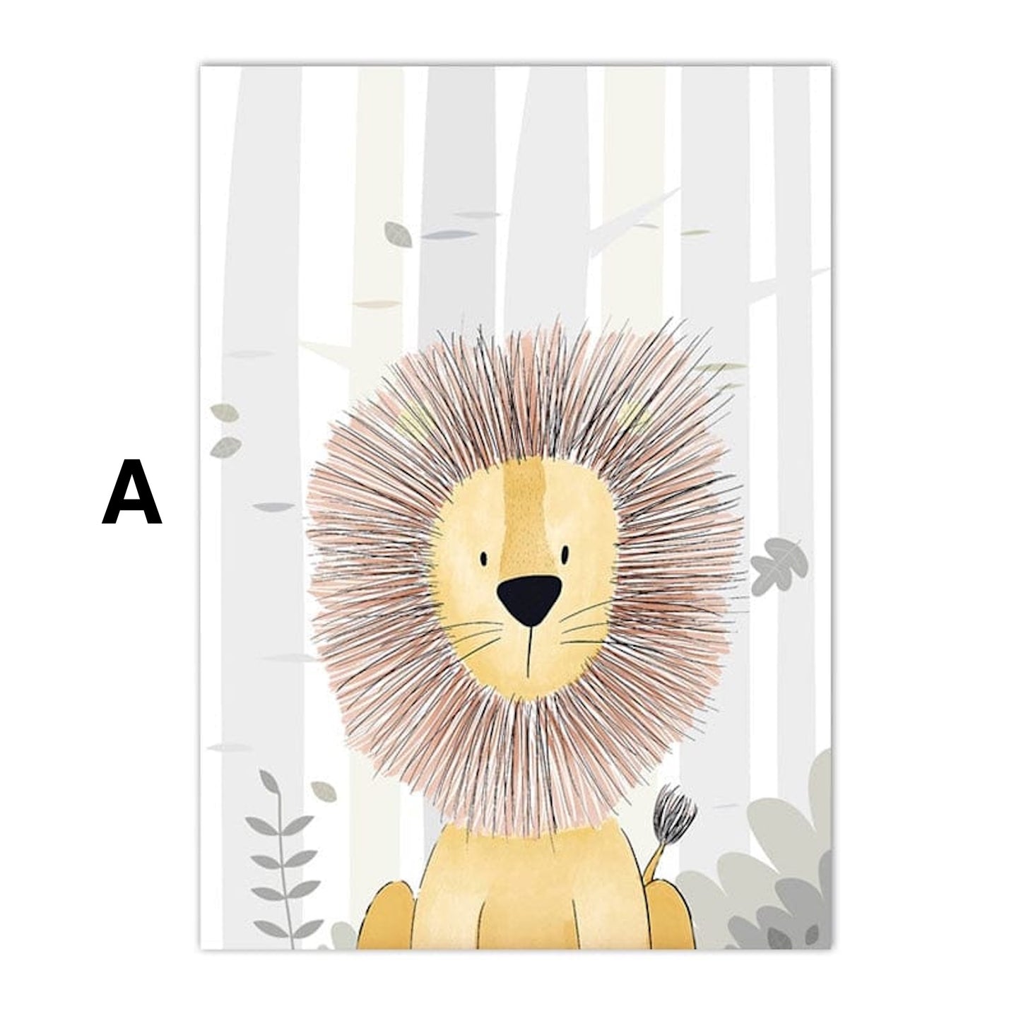 Poster Kinderzimmer Tiere Bilder Giraffe Löwe Zebra Affe Nilpferd als Deko Print ohne Rahmen