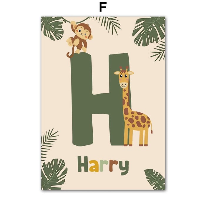 Poster Kinderzimmer Tiere – Premium Baumwoll-Canvas