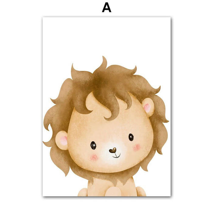 Poster Kinderzimmer Tiere – Premium Baumwoll-Canvas