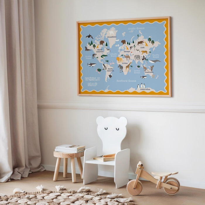 Premium Baumwoll-Poster Kinderweltkarte – JUSTGOODMOOD