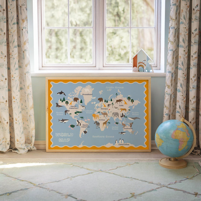 Premium Baumwoll-Poster Kinderweltkarte – JUSTGOODMOOD