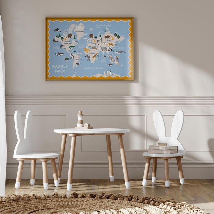Premium Baumwoll-Poster Kinderweltkarte – JUSTGOODMOOD