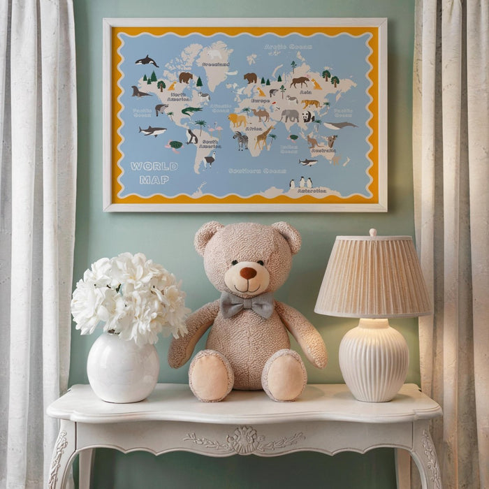 Premium Baumwoll-Poster Kinderweltkarte – JUSTGOODMOOD