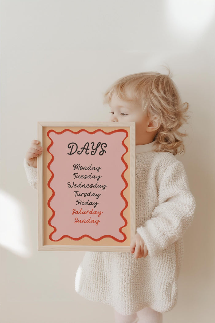 Poster Kinderzimmer Wochentage – Premium Baumwolle