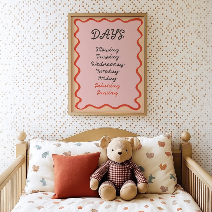 Poster Kinderzimmer Wochentage – Premium Baumwolle