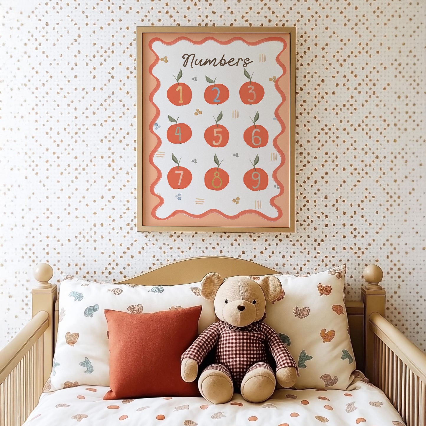 Poster Kinderzimmer Zahlen · Lernposter mit Früchten 19 · Spielerisch Zählen lernen · Pädagogische Deko im Boho Stil · Ohne Rahmen - justgoodmood