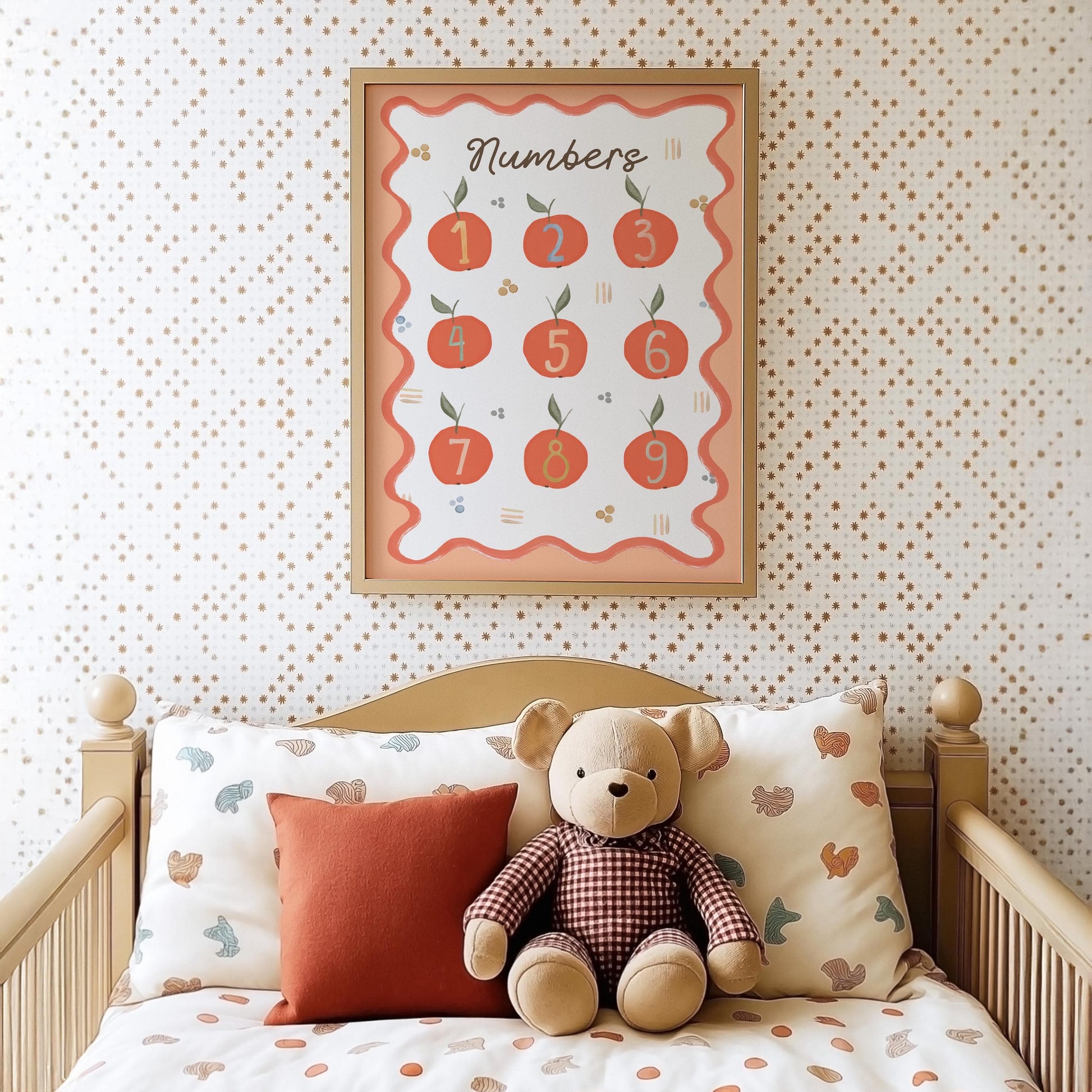 Poster Kinderzimmer Zahlen · Lernposter mit Früchten 19 · Spielerisch Zählen lernen · Pädagogische Deko im Boho Stil · Ohne Rahmen - justgoodmood