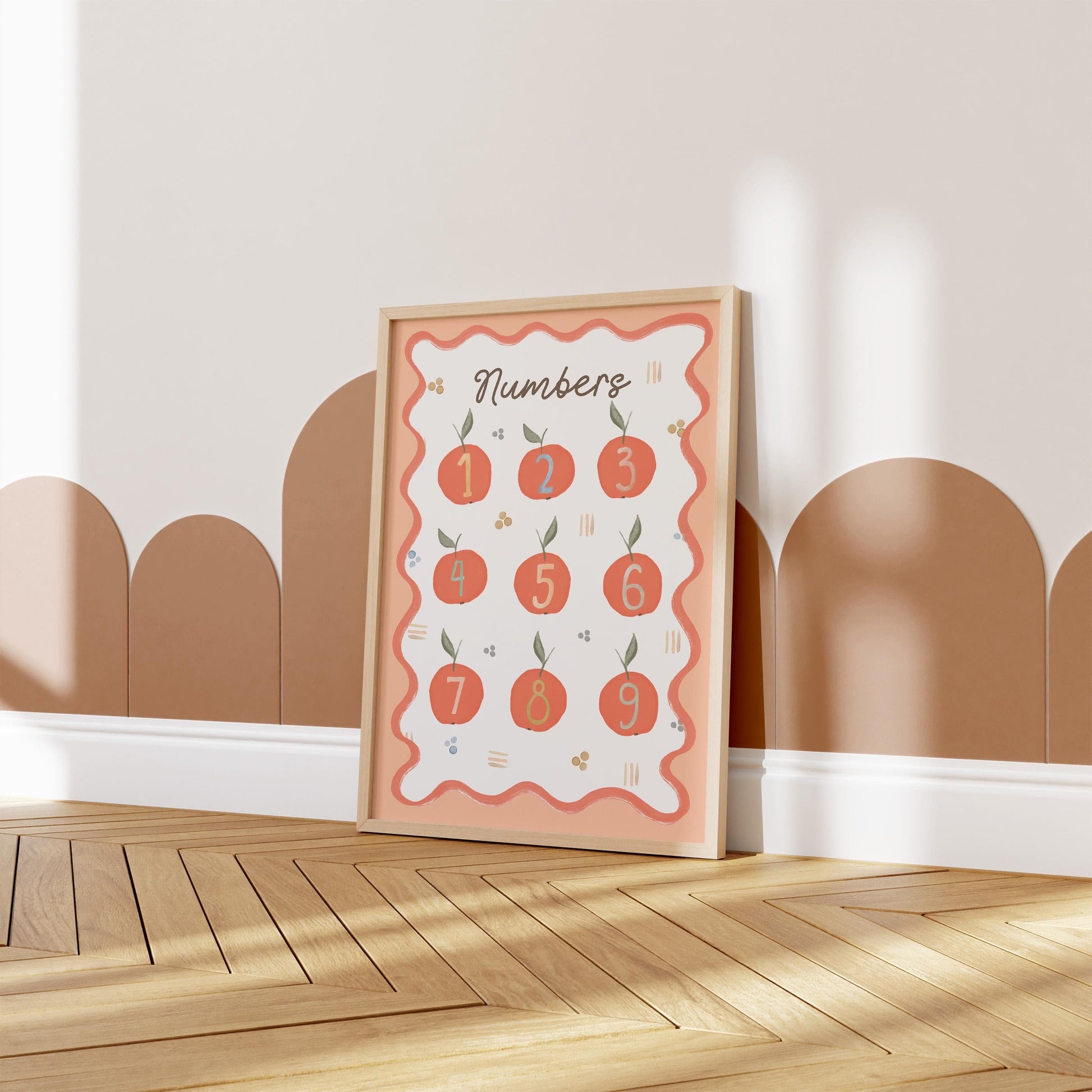 Poster Kinderzimmer Zahlen · Lernposter mit Früchten 19 · Spielerisch Zählen lernen · Pädagogische Deko im Boho Stil · Ohne Rahmen - justgoodmood