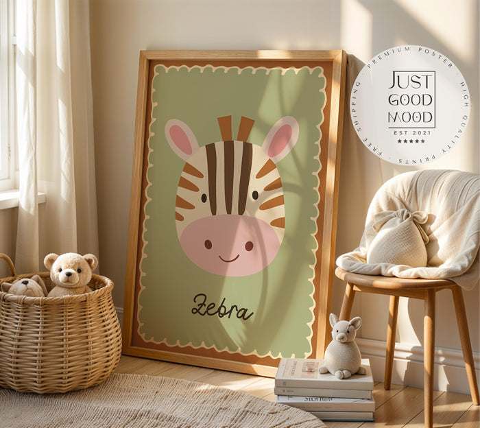 JUSTGOODMOOD Poster Zebra – Premium Baumwollkunst