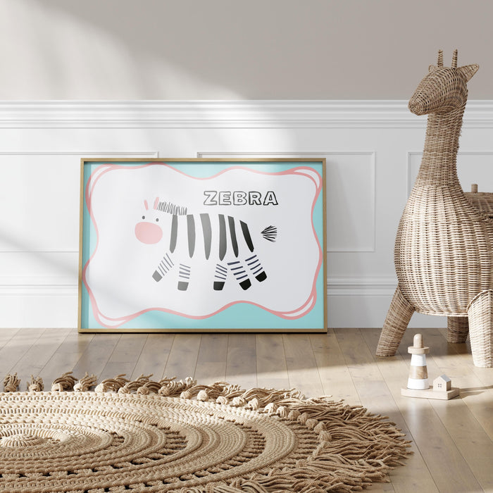 JUSTGOODMOOD Zebra Poster – Baumwoll-Leinwand Kunst