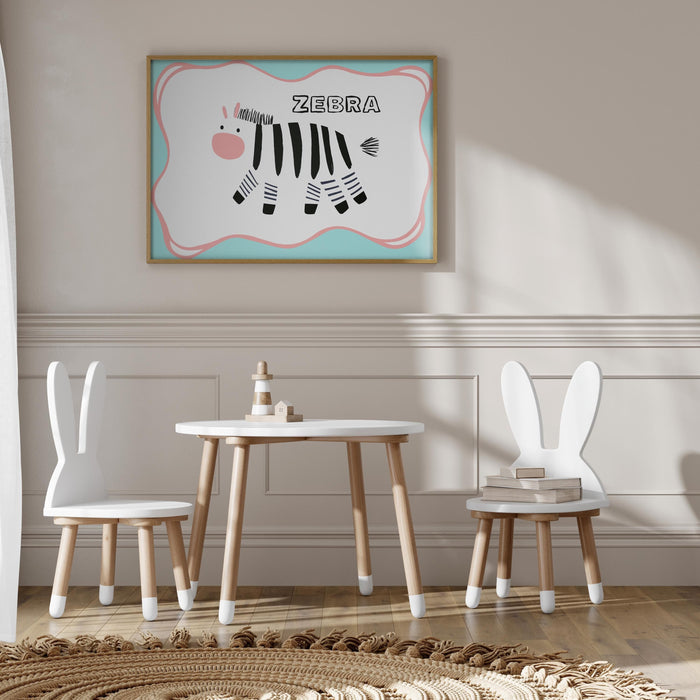 JUSTGOODMOOD Zebra Poster – Baumwoll-Leinwand Kunst