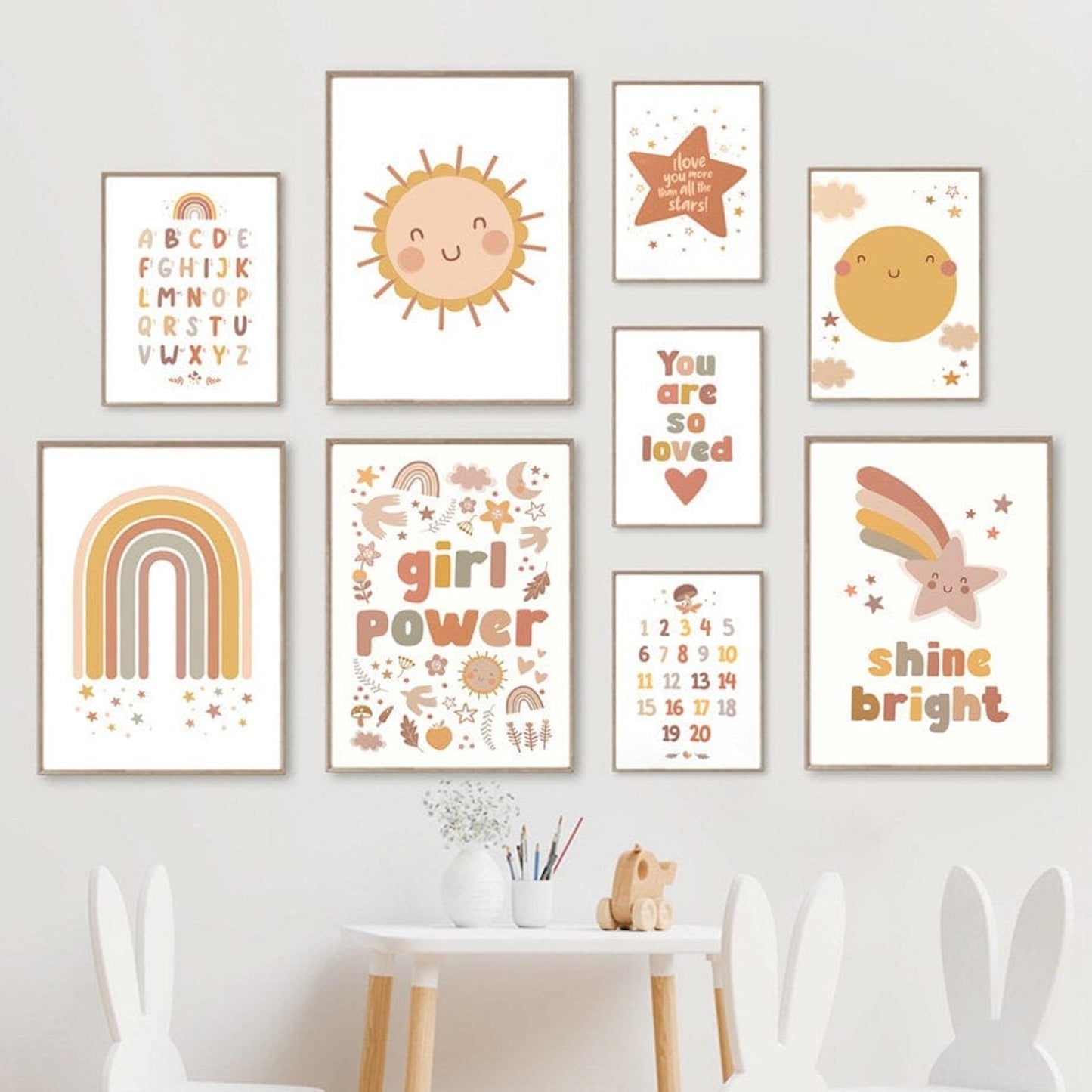 Poster Mädchen Power Sonne und Sterne als Deko Print ohne Rahmen