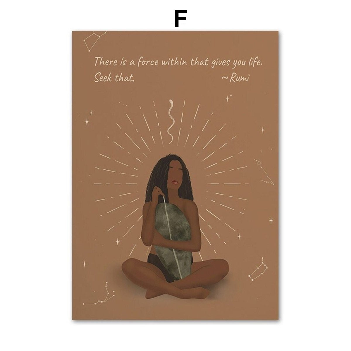 Poster Manifestierung und Körperhaltungen zum Mond im Boho Stil als Deko Print ohne Rahmen