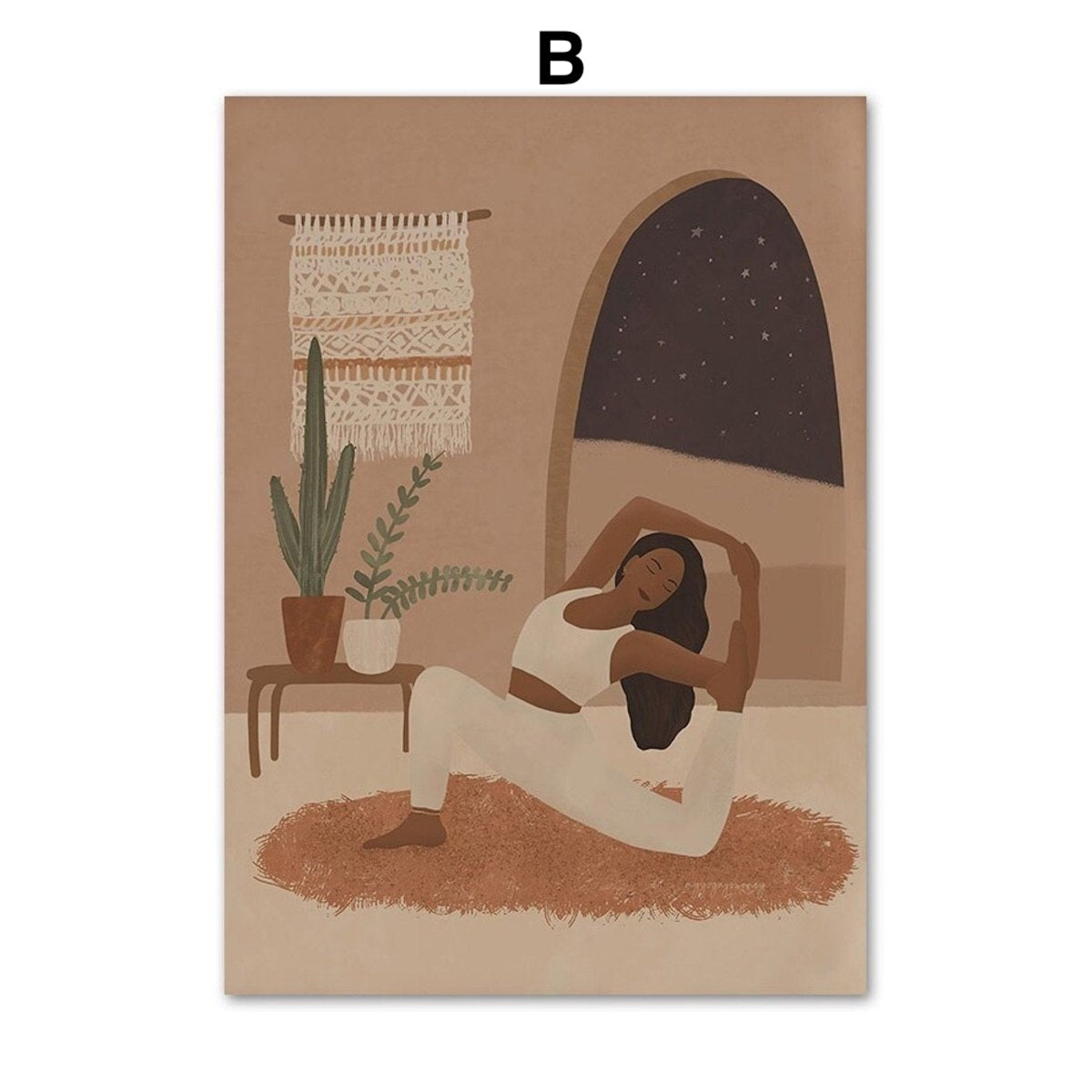 Poster Manifestierung und Körperhaltungen zum Mond im Boho Stil als Deko Print ohne Rahmen