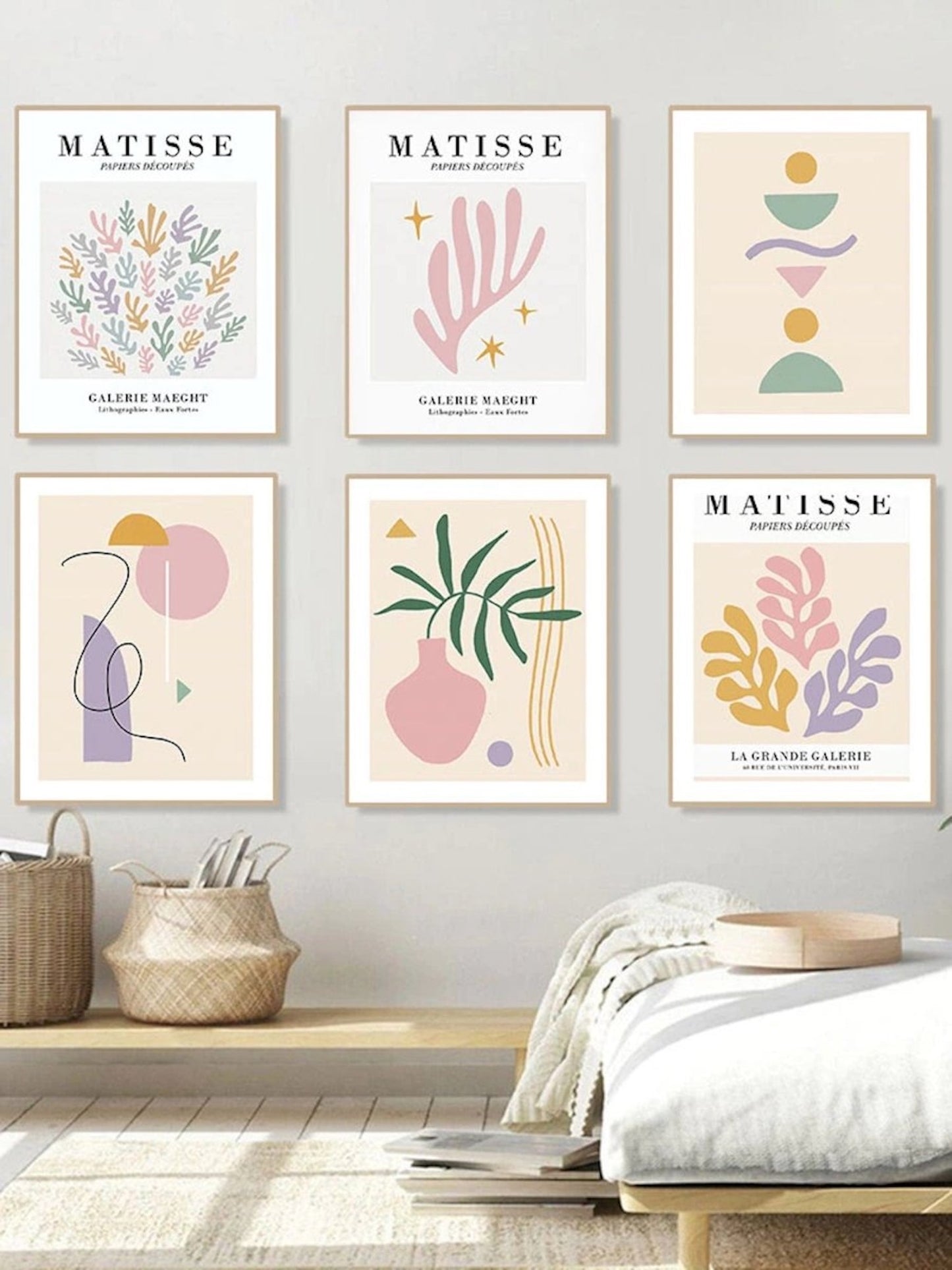 Poster Matisse Blumen Abstrakt | Bilder Wohnzimmer | Wandbilder Schlafzimmer | Deko Print ohne Rahmen | Bilder  Matisse Beige
