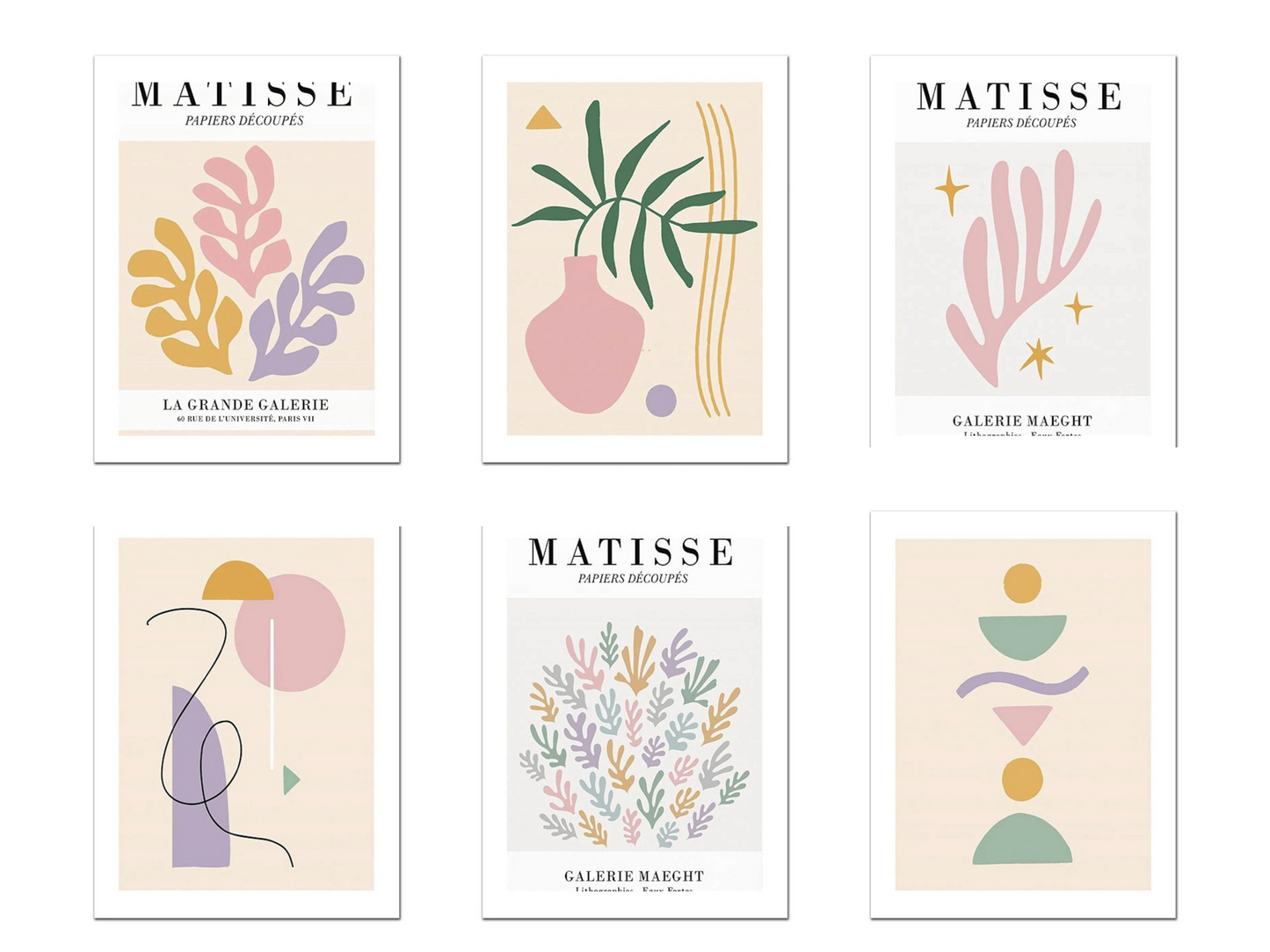 Poster Matisse Blumen Abstrakt | Bilder Wohnzimmer | Wandbilder Schlafzimmer | Deko Print ohne Rahmen | Bilder  Matisse Beige