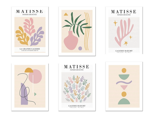 Poster Matisse Blumen Abstrakt | Bilder Wohnzimmer | Wandbilder Schlafzimmer | Deko Print ohne Rahmen | Bilder  Matisse Beige