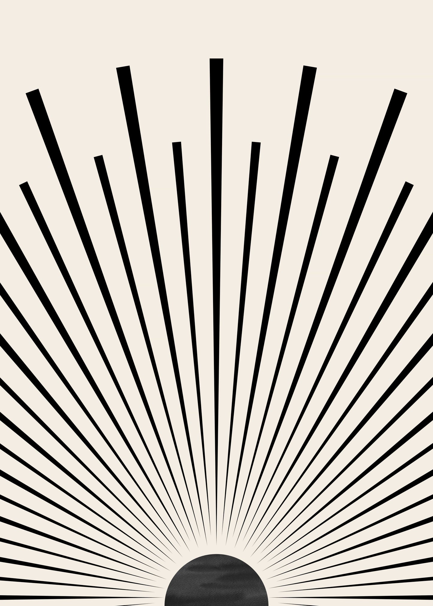 Poster Mid Century Moderne Wandkunst Dekoration I Boho Stil I Orange I Schwarze Sonnenstrahlen I Kunstdruck I Deko Print ohne Rahmen - justgoodmood