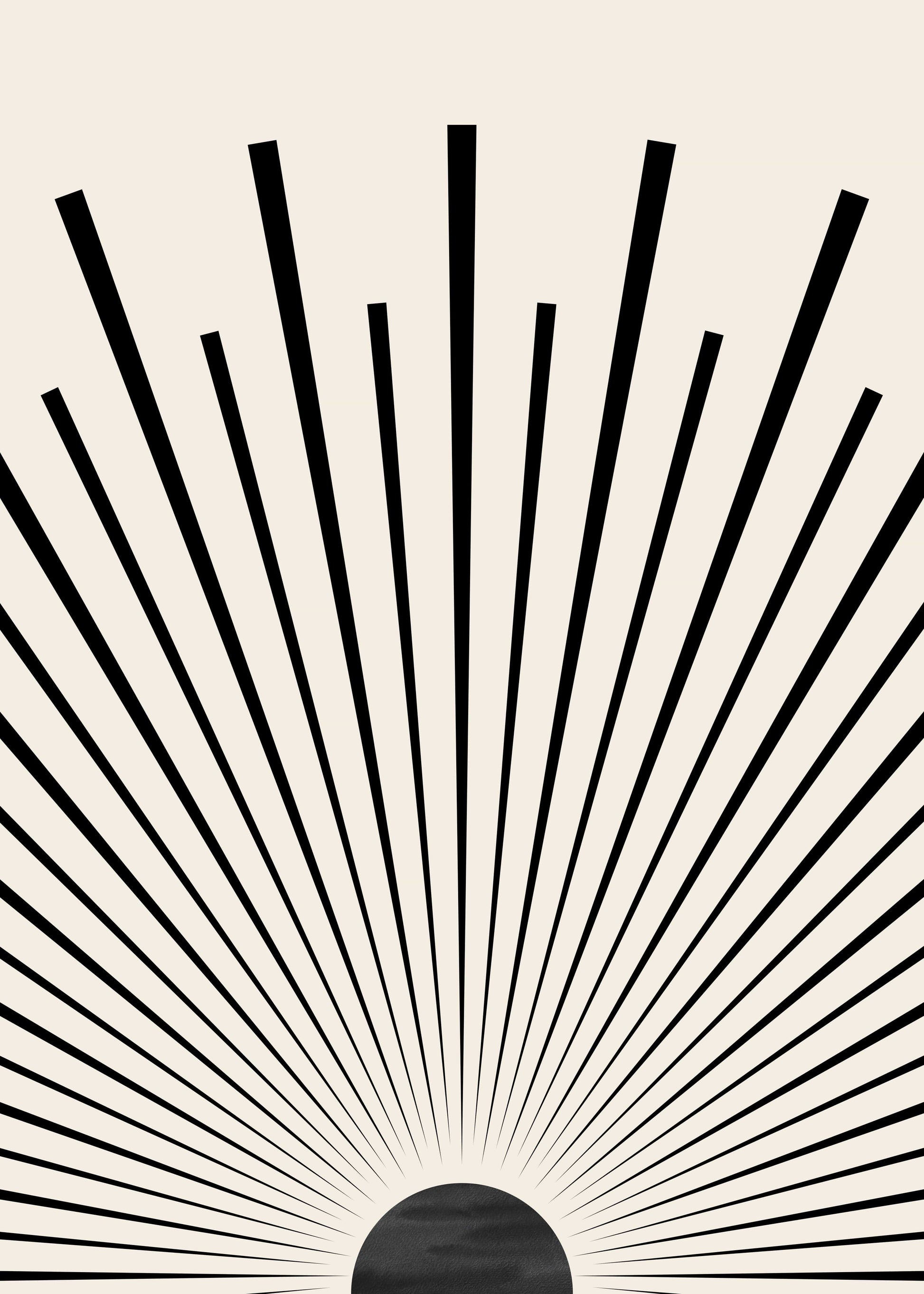 Poster Mid Century Moderne Wandkunst Dekoration I Boho Stil I Orange I Schwarze Sonnenstrahlen I Kunstdruck I Deko Print ohne Rahmen - justgoodmood