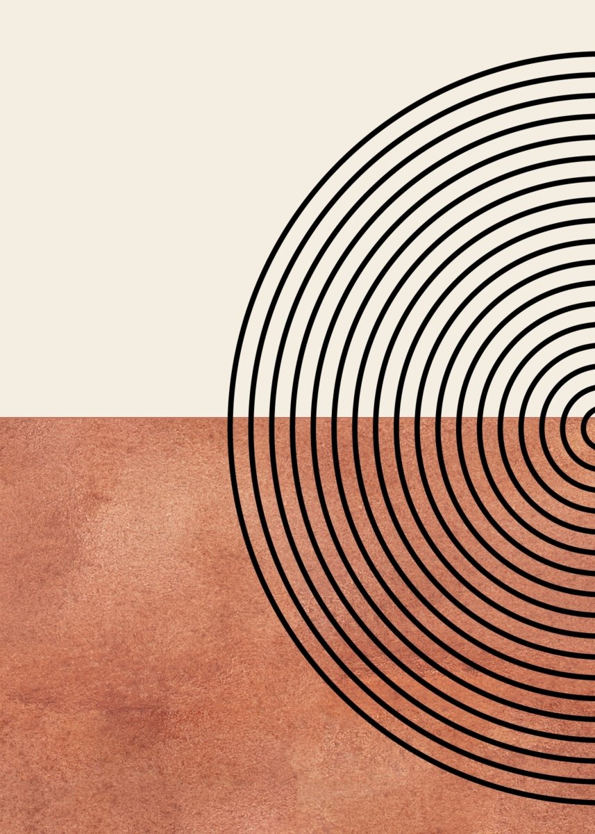 Poster Mid Century Moderne Wandkunst Dekoration I Boho Stil I Orange I Schwarze Sonnenstrahlen I Kunstdruck I Deko Print ohne Rahmen - justgoodmood