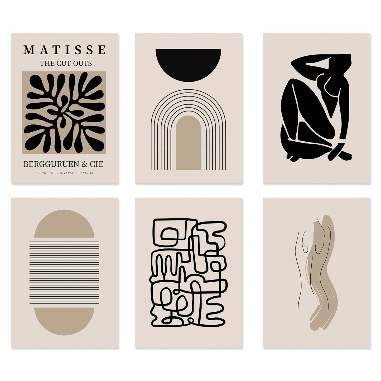 Poster Minimalistisch Matisse Cut Outs und Linienformen als Deko Print ohne Rahmen