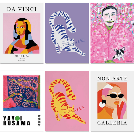 Poster Mona Lisa Da Vinci The New Yorker Katze| Bilder Wohnzimmer | Wandbilder Schlafzimmer | Deko Print ohne Rahmen | Bilder  Kunstdruck