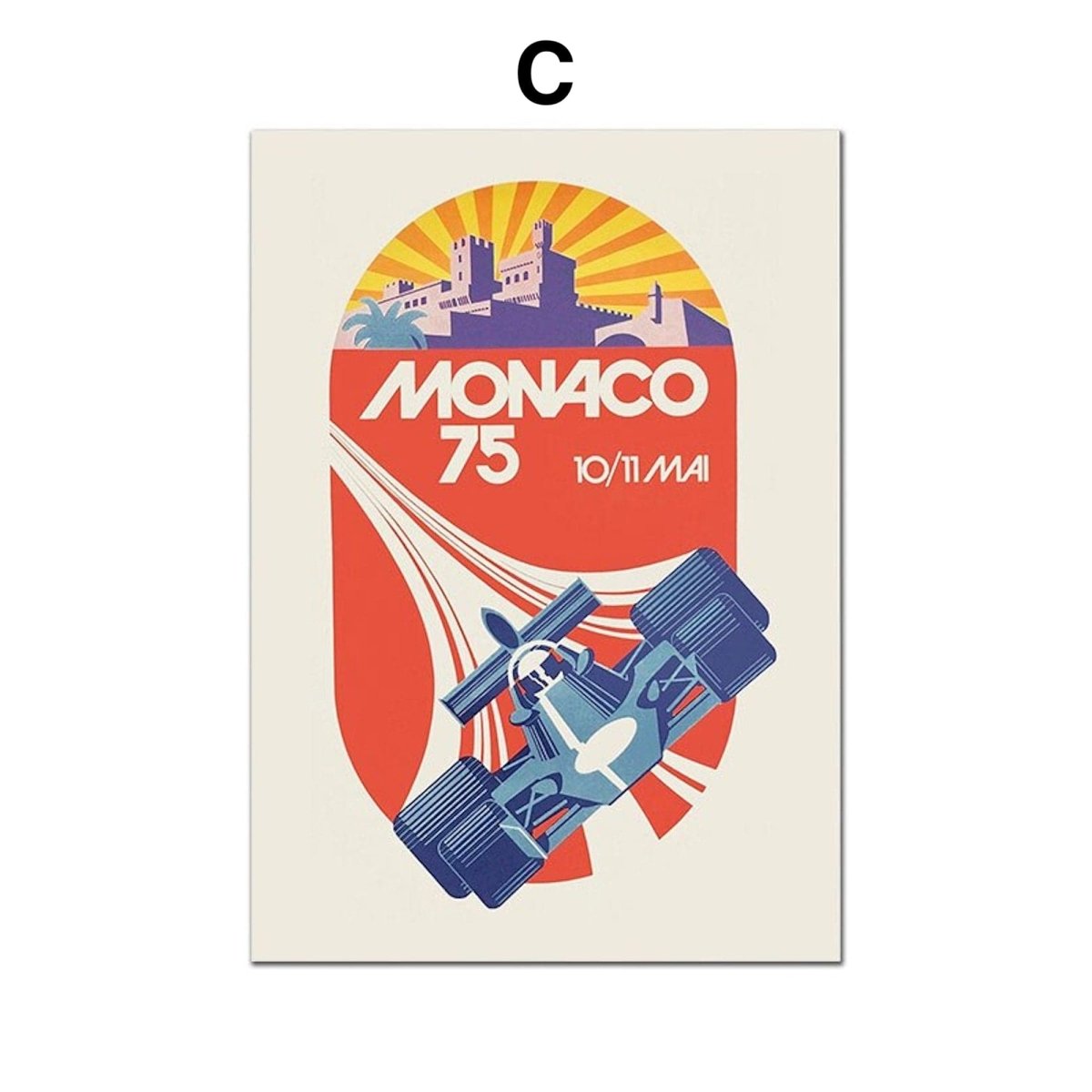 Poster Monaco Rennwagen Formel 1 Grand Prix | Bilder Wohnzimmer | Wandbilder Schlafzimmer | Deko Print ohne Rahmen | Bilder Set - justgoodmood