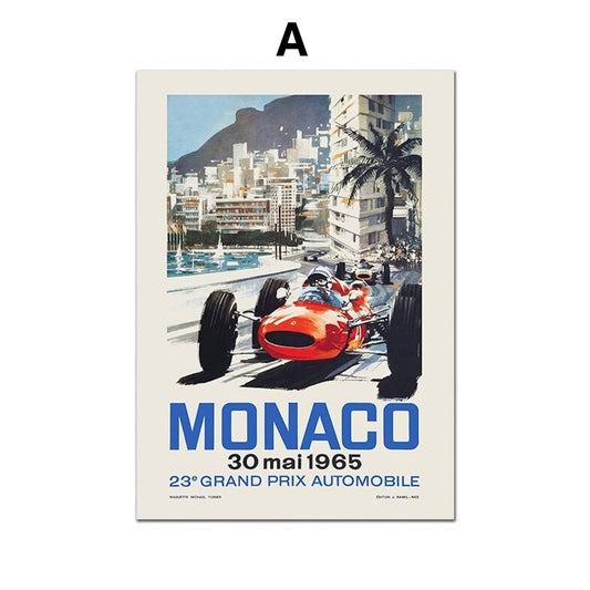 Poster Monaco Rennwagen Formel 1 Grand Prix | Bilder Wohnzimmer | Wandbilder Schlafzimmer | Deko Print ohne Rahmen | Bilder Set - justgoodmood