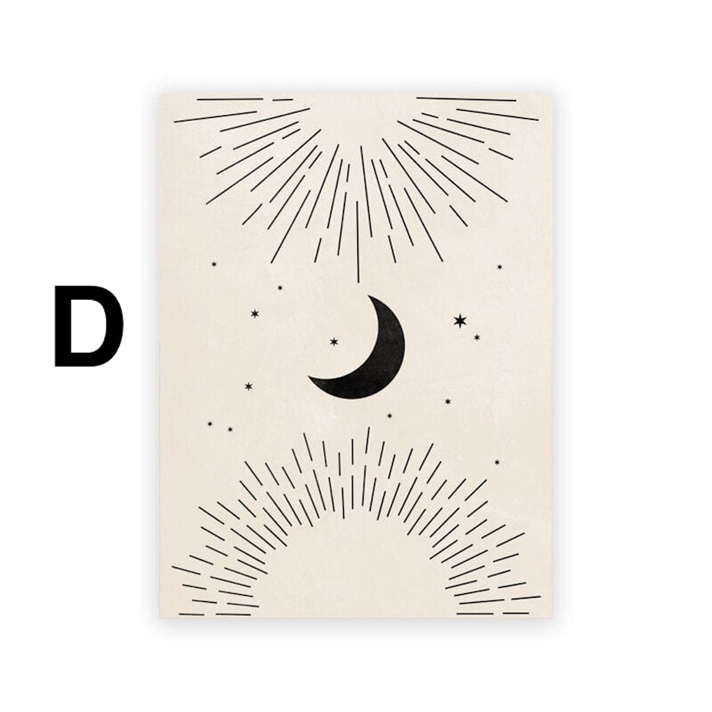 Poster Mond Sterne Gold Schwarz als Deko Print Ohne Rahmen