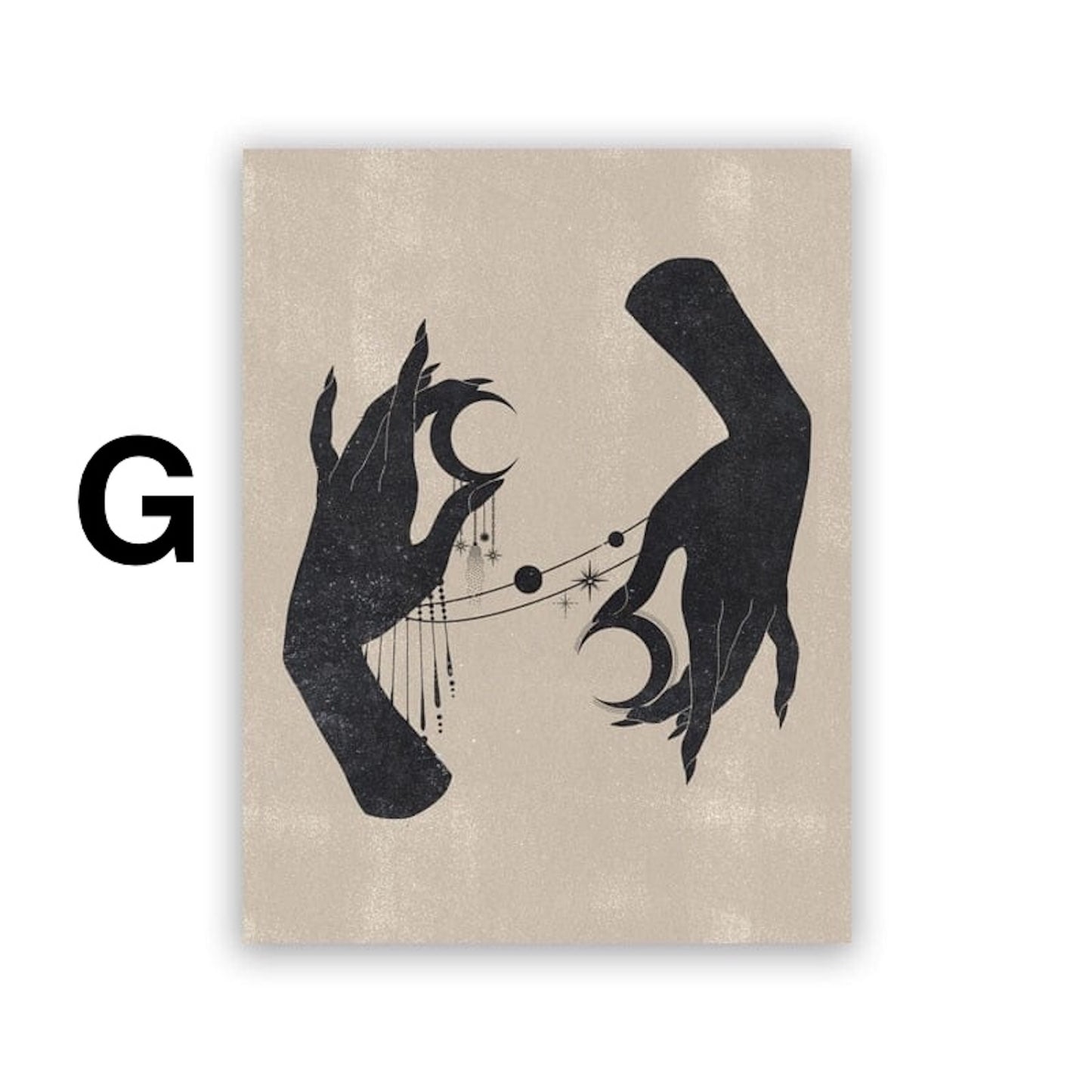 Poster Mond Sterne Gold Schwarz als Deko Print Ohne Rahmen