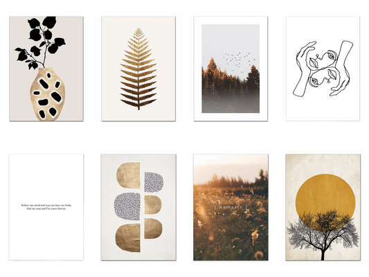 Poster Namaste Golden semicircles and lines Art Face as a decorative print without a frame