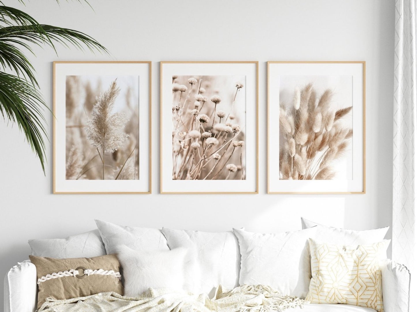Poster Pampasgras Beige Blätter · Wandbilder Wohnzimmer & Schlafzimmer ·  Deko Print Bilder · ohne Rahmen