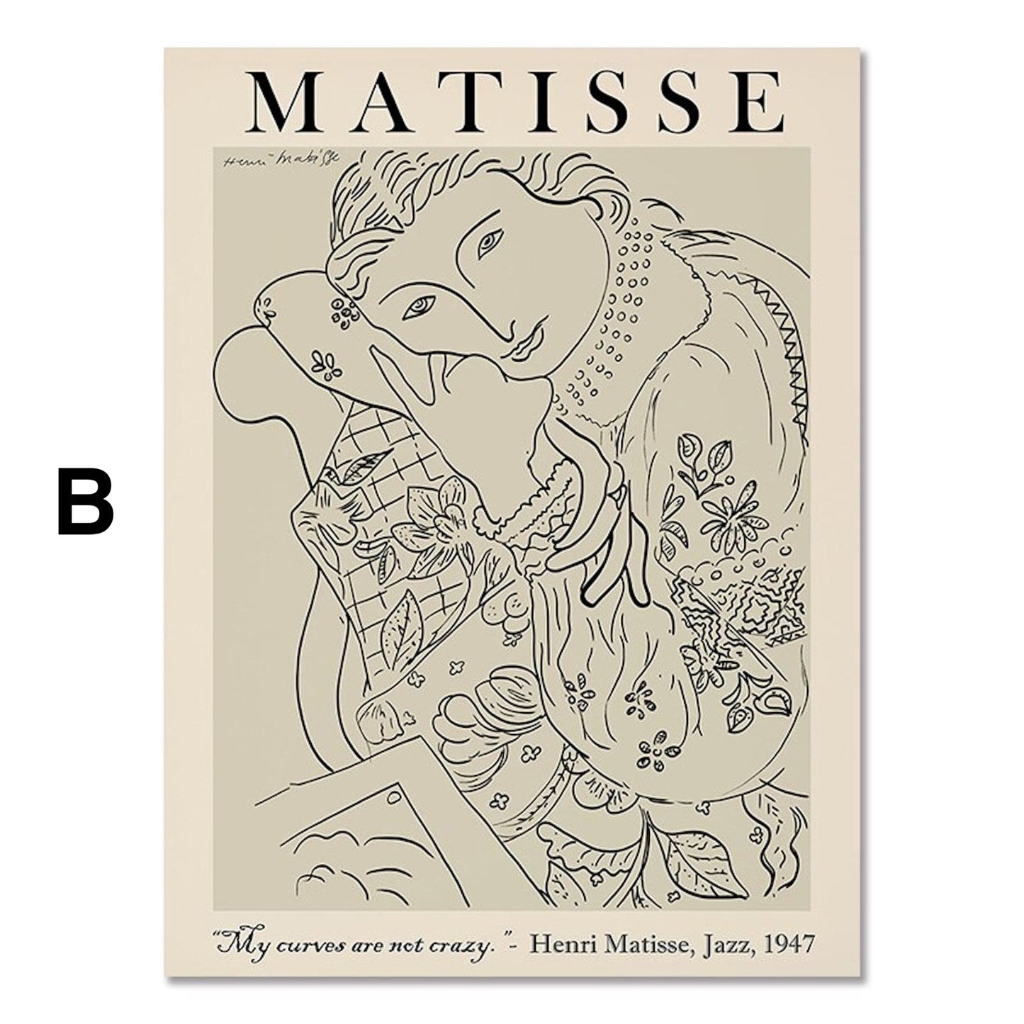 Poster Picasso Matisse Museum Abstrakt Retro Porträt  | Bilder Wohnzimmer | Wandbilder Schlafzimmer | Deko Print ohne Rahmen | Bilder