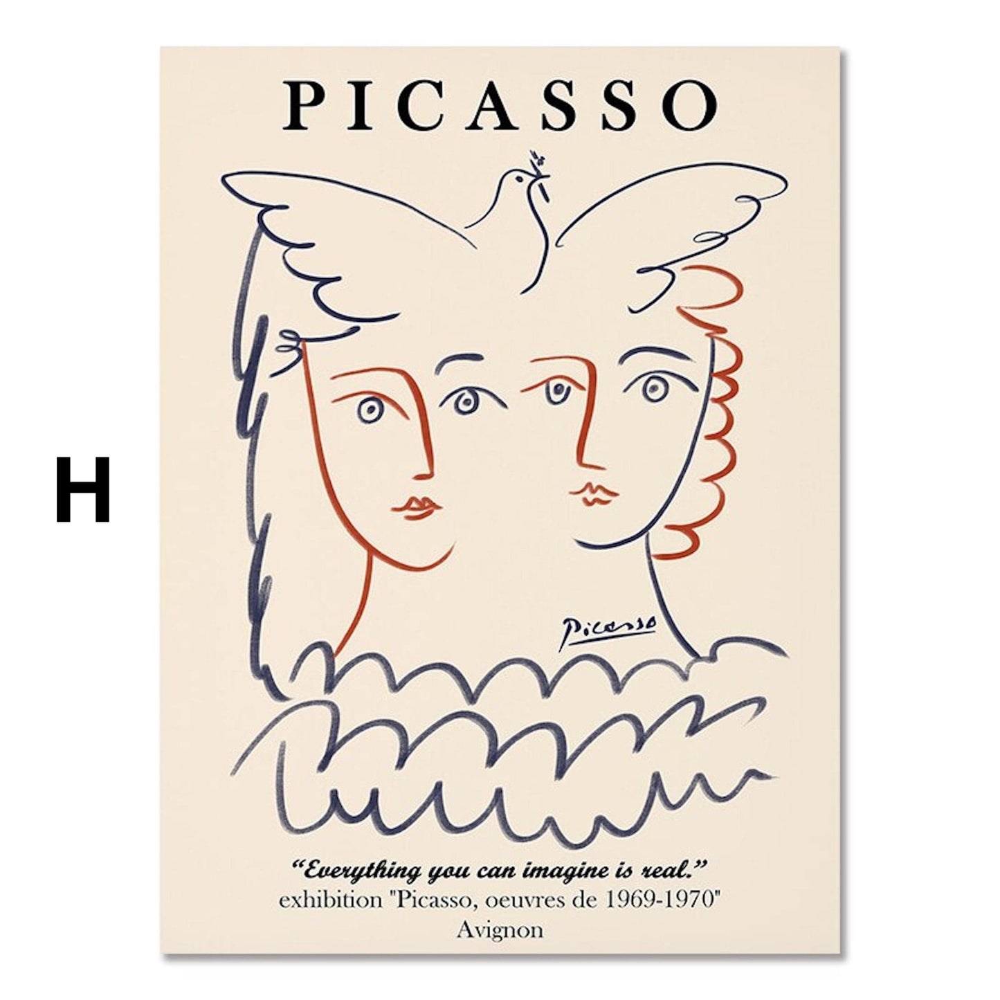 Poster Picasso Matisse Museum Abstrakt Retro Porträt  | Bilder Wohnzimmer | Wandbilder Schlafzimmer | Deko Print ohne Rahmen | Bilder