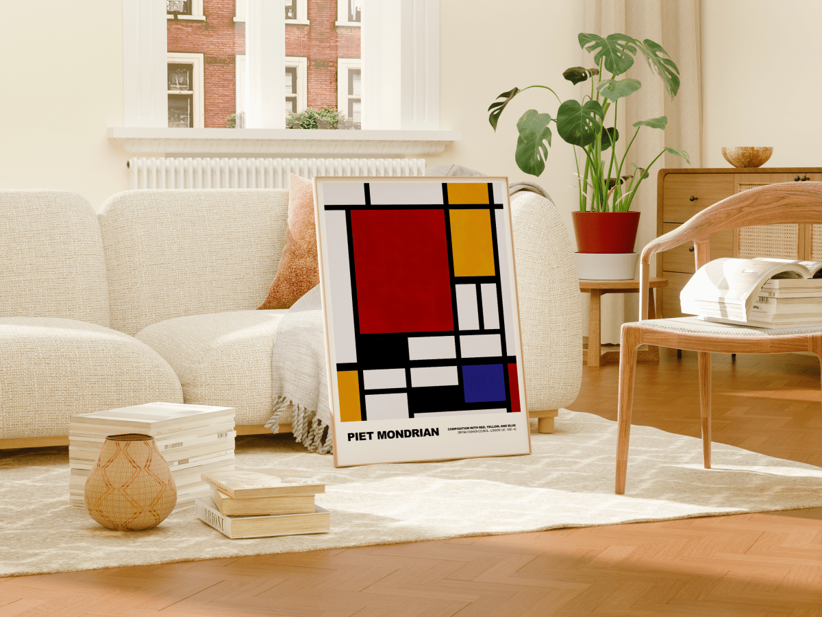 Poster Piet Mondrian · Composition with Red, Yellow and Blue · De Stijl, Neoplastizismus · Print ohne Rahmen - justgoodmood