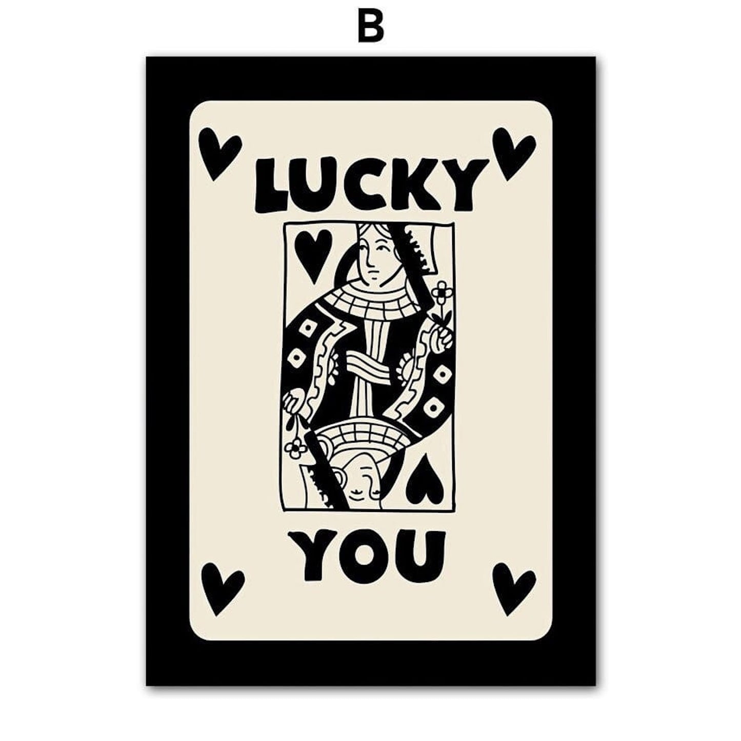 Poster Poker Ass Karte · Dame Karte · Bube Karte · Glückswürfel · Kirschen Billiard 8 · Deko Print ohne Rahmen