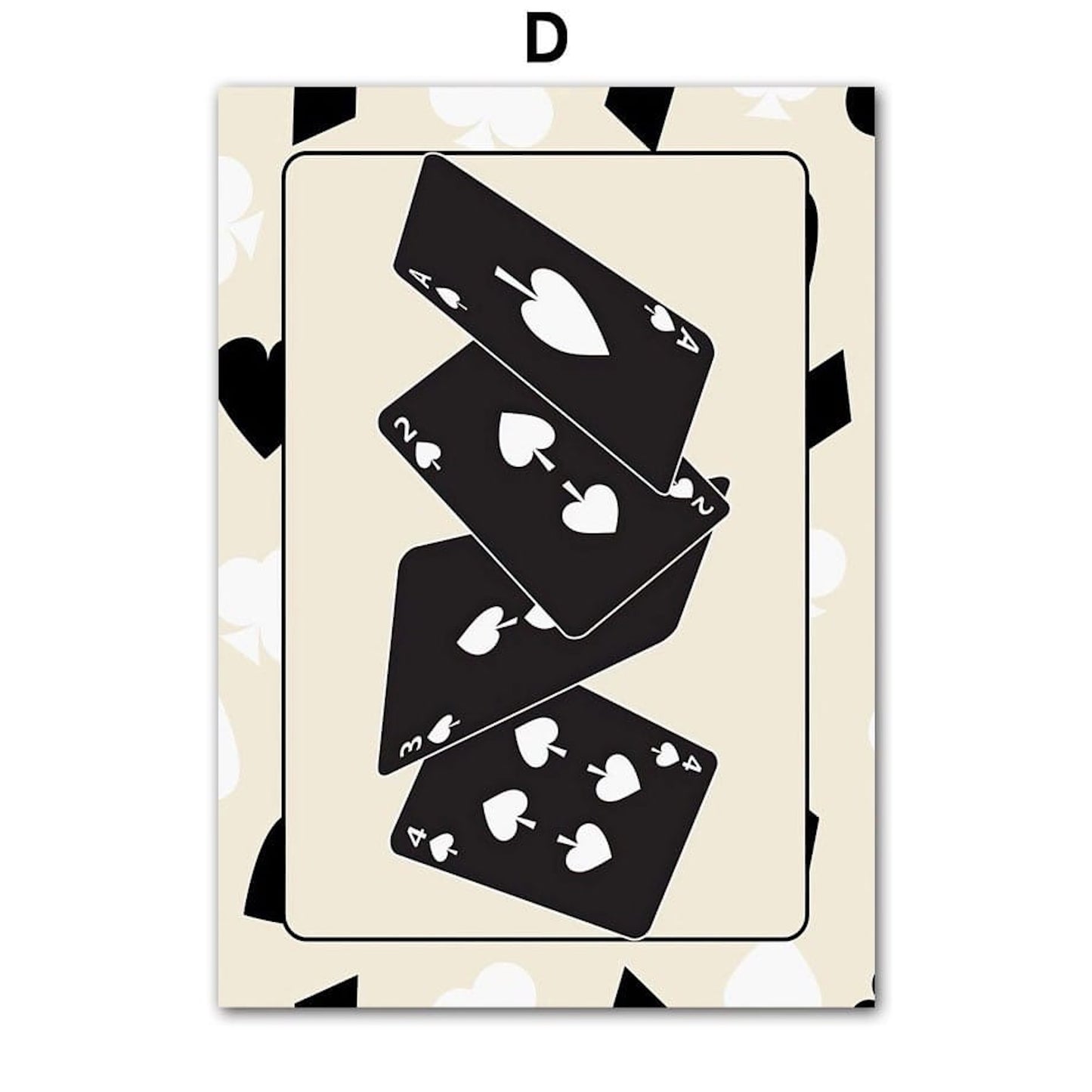 Poster Poker Ass Karte · Dame Karte · Bube Karte · Glückswürfel · Kirschen Billiard 8 · Deko Print ohne Rahmen