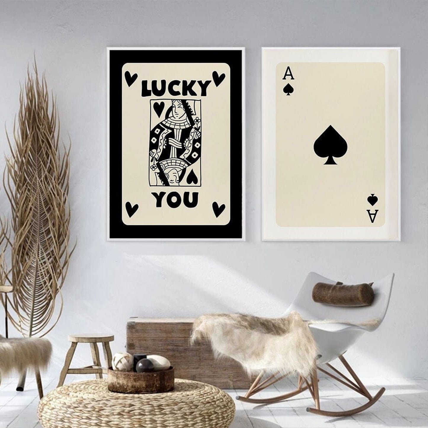 Poster Poker Ass Karte · Dame Karte · Geschenkidee · Glücks Karte · Deko Print ohne Rahmen