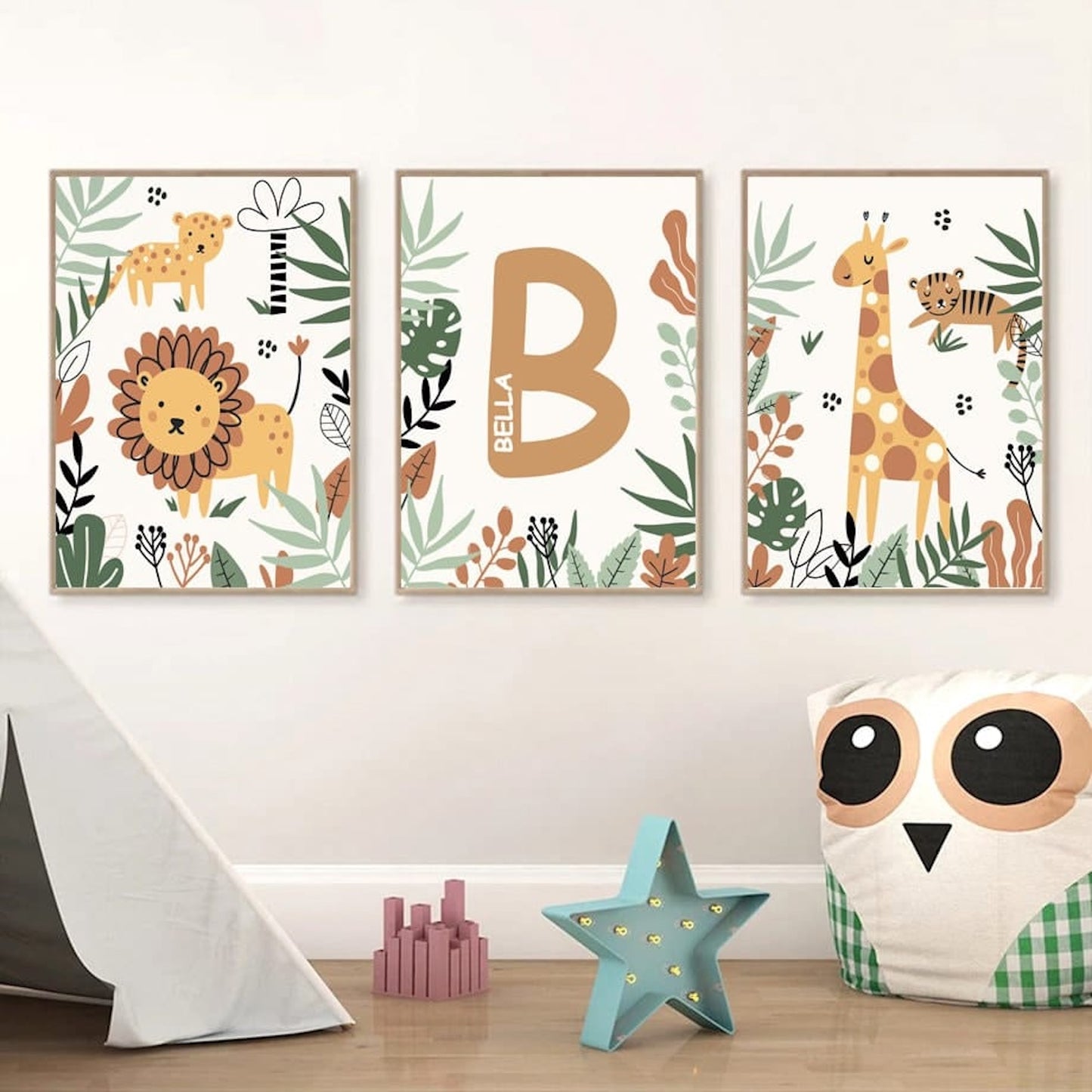 Poster Safari Hakuna Matata Löwe Personalisierter Name als Deko Print ohne Rahmen