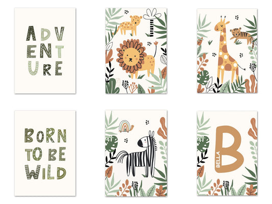 Poster Safari Hakuna Matata Löwe Personalisierter Name als Deko Print ohne Rahmen