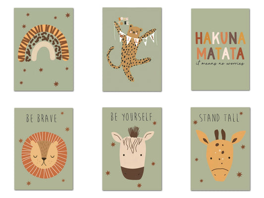 Poster Safari Hakuna Matata Löwe Regenbogen als Deko Print ohne Rahmen