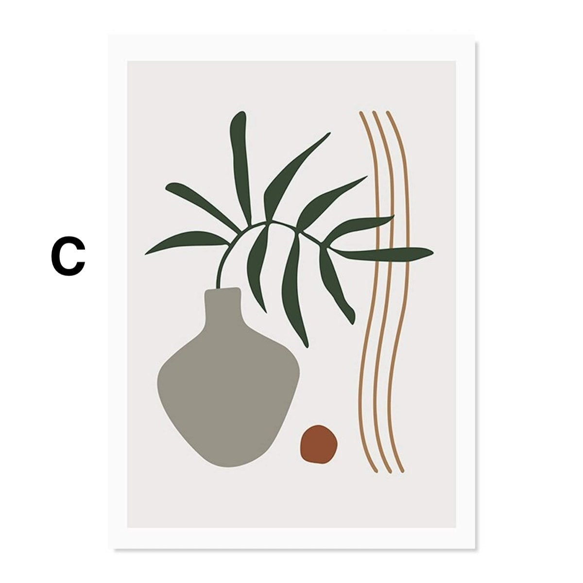 Poster Stein Stapel Abstrakte Form und Blumen Zweige Abstrakt Boho als Deko Print ohne Rahmen