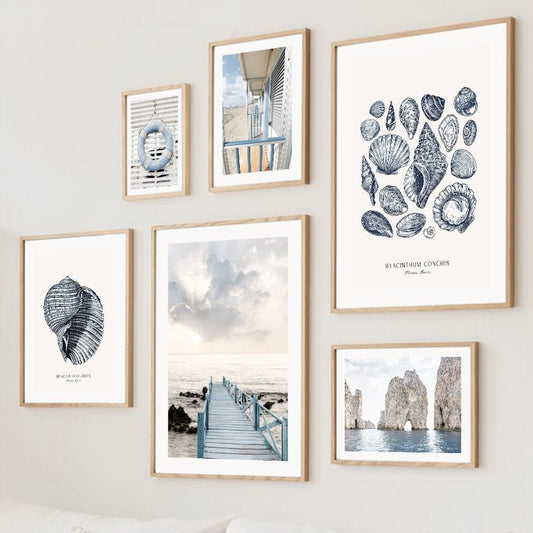 Poster Strand Hütte · Muscheln · Korallen · Ozean · Meer als Deko Print ohne Rahmen