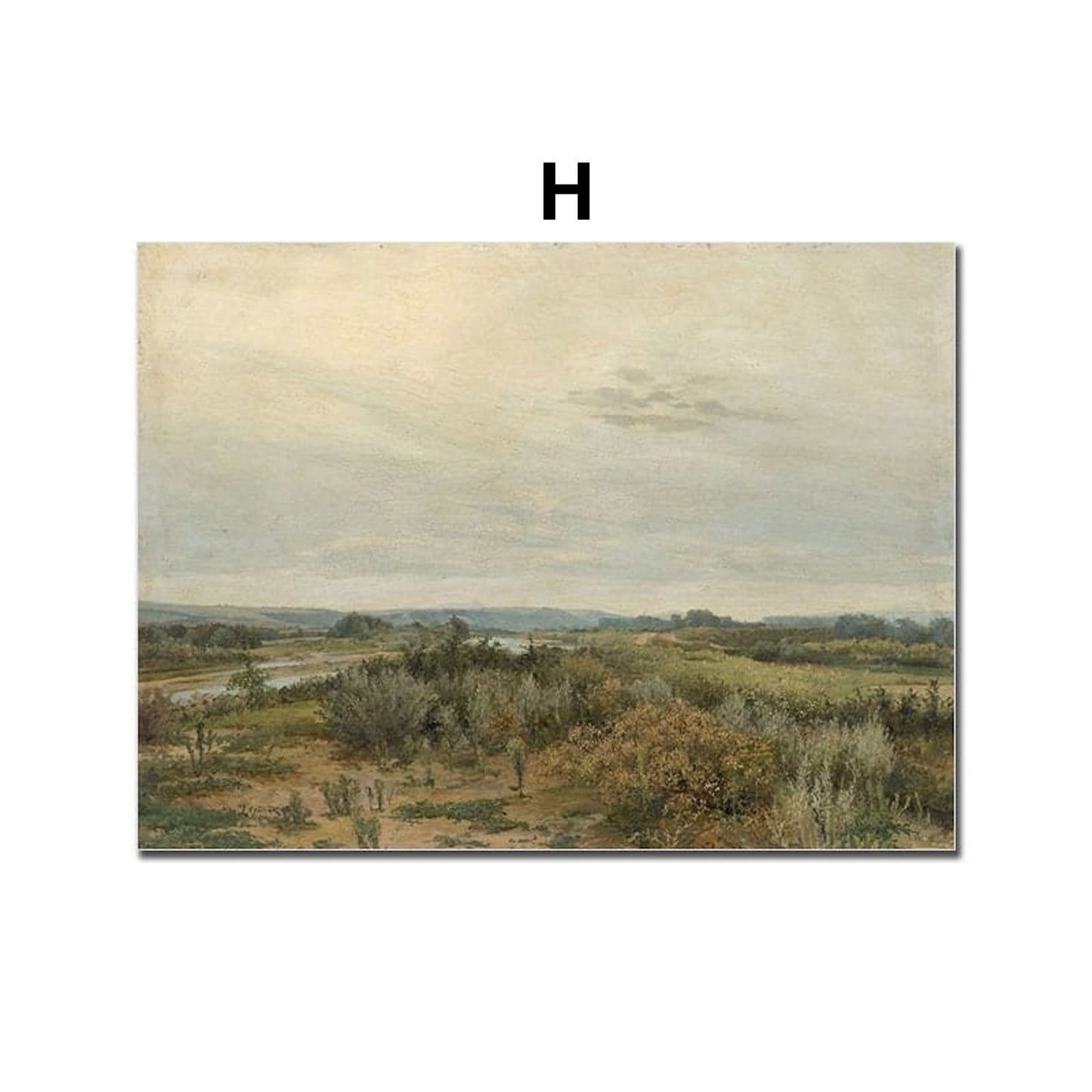 Poster Vintage Frühling Landschaft Blick in den Garten Äpfel und Schmetterlinge als Deko Print ohne Rahmen
