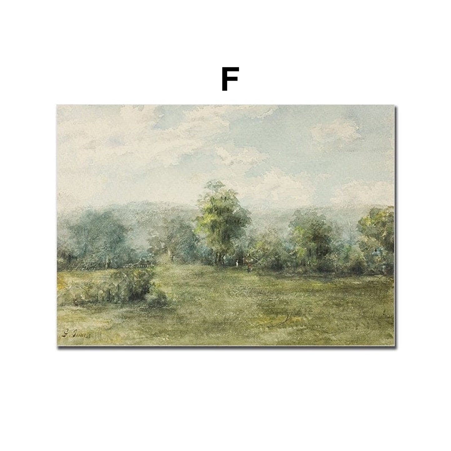 Poster Vintage Frühling Landschaft Blick in den Garten Äpfel und Schmetterlinge als Deko Print ohne Rahmen